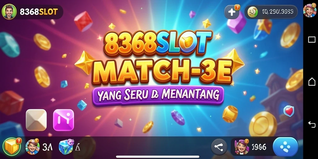 Screenshot utama 8368SLOT menampilkan gameplay Match-3 yang menakjubkan.