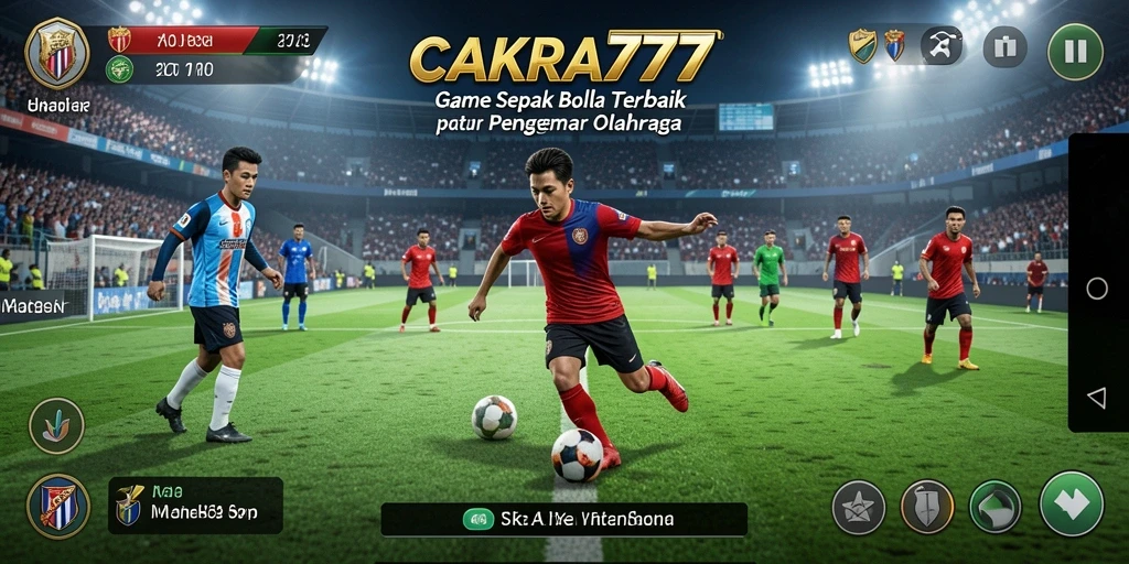 Tampilan gameplay CAKRA777 saat pertandingan sepak bola yang seru.