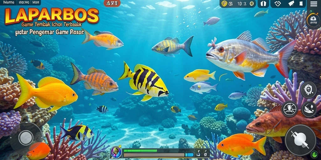 Screenshot LAPARBOS menampilkan gameplay Tembak Ikan yang seru.