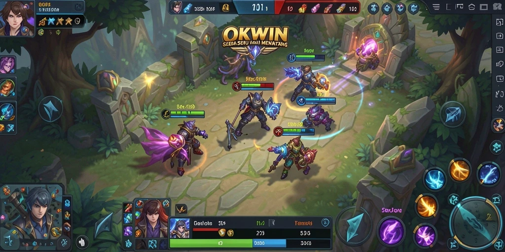 Gameplay seru dalam pertarungan MOBA di OKWIN.