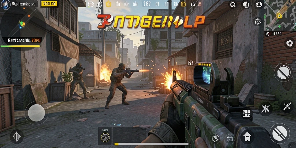 Screenshot gameplay TOGELUP menunjukkan aksi menembak yang intens.
